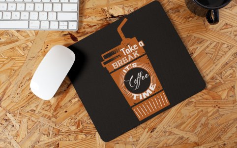 Take A Break It's Coffee Time - Black - designable keychains