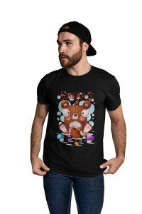 Animated Bear -round crew neck cotton tshirts for men