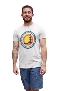 Yoga Sun Chakra in background - White - Comfortable Yoga T-shirts for Yoga Printed Men's T-shirts White