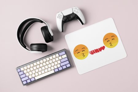 Couples Showing Flying Kiss- Emoji Printed Mousepad For Emoji Lovers