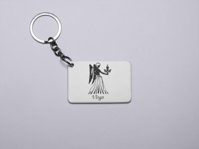 Virgo symbol (BG Black) - Zodiac Sign Printed Keychains For Astrology Lovers(Pack of 2)