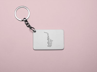 Saxophone-White -Designable Musicllnstrument Keychain ( Combo Set Of 2)