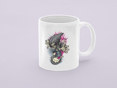 Skull Coming On Rapid Speed-Printed Coffee Mugs