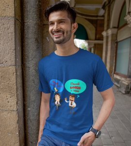 Diwali employee bonus printed diwali themed unisex round neck blended blue t-shirt specially for diwali festival