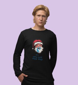 Sneezy Santa: Funny & Cute DesignerFull Sleeve T-shirt Black Perfect Gift For Secret Santa