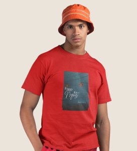 Blur Nights, Red Street Symphony: Front Printed Men's Oversized Tee - Urban Elegance