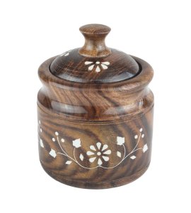 Minakari Hand Crafted Wooden & Minakari Multi Utility Storage Pin On Tin Jar For Kitchen