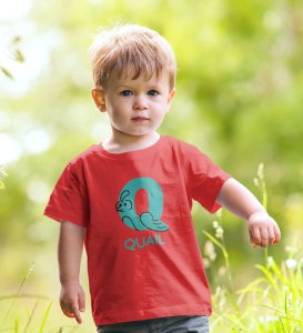 Quacky Quail, Boys Round Neck Blended Cotton tshirt (red)
