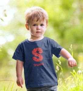 Slippery Snake, Boys Printed Crew Neck tshirt (Navy blue)