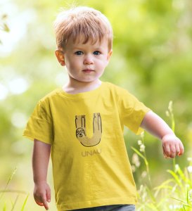 Ugly Unau, Boys Cotton Text Print tshirt (yellow) 