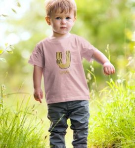 Ugly Unau, Boys Cotton Text Print Tshirt (baby pink)