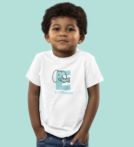 Elephantastic, Boys Round Neck Blended Cotton Tshirt (White)
