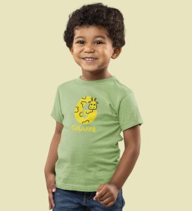 Giraffe, Boys Printed Crew Neck Tshirt (Olive)