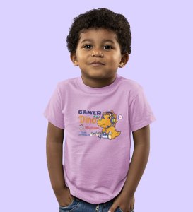 Gamer Dino, Boys Round Neck Blended Cotton Tshirt