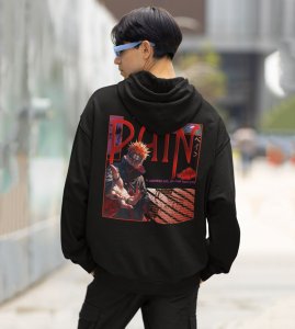 The Leader of Akatsuki with a Vision for Peace Printed Black Cotton Hoodie For Men