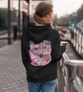 The Skilled Fighter with the Will to Protect and Heal Printed Black Cotton Hoodie For Women