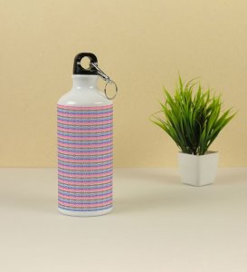 Vibrant Pink and Blue Striped Print Printed Aluminium Water Bottle 600ml