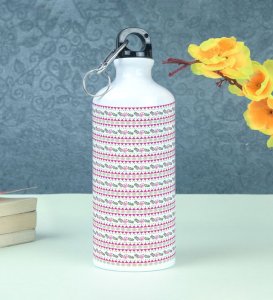 Abstract Floral and Geometric Lines Graphic Printed Aluminium Water Bottle 600ml