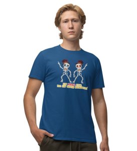 Secret Of True Friends Blue Round Neck Cotton Half Sleeved Men T-Shirt with Printed Graphics