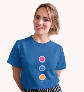 Balanced Life Blue Round Neck Cotton Half Sleeved Women T-Shirt with Printed Graphics