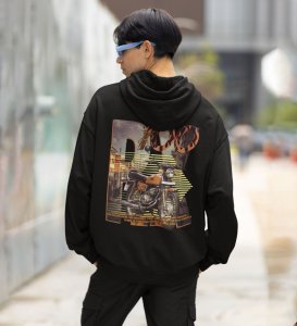 RX 100 A Legend Reborn on the Road  Printed Black Hoodie for Men