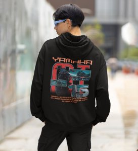 The Open Road Awaits  Iconic Cruiser Printed Black Hoodie for Men