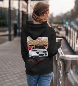 2000 HP Monster on the Streets Legendary Sports Car Printed Black Hoodie for Women