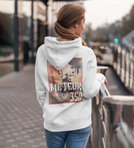 Classic Looks, Unforgettable Rides Printed White Hoodie for Women