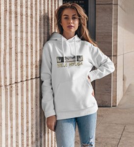 Protectors Eye Determined and Strong Cotton White Hoodie for Women