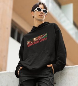 Eyes Reflecting Mastery and Precision Cotton Black Hoodie for Men