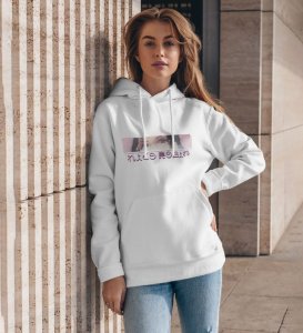 Calm Trailblazer Eye Confident Vision Cotton White Hoodie for Women