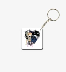 Minimal Stay Close Love Pair Printed Keychain Pack of 2